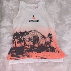 White and Orange Ombré Muscle Tee